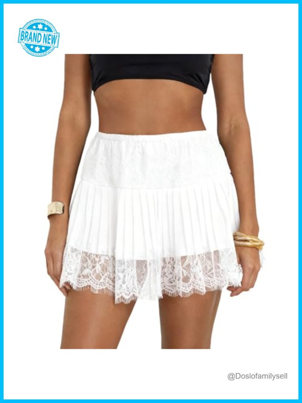 Lace Mini Skirt High Waist Pleated Ruffle Half Slip Y2K Layered Underskirt